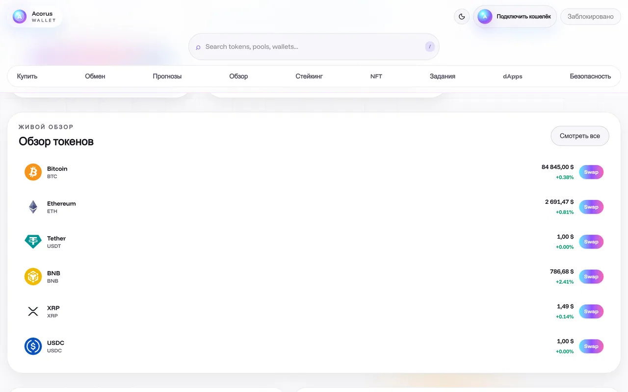Обзор токенов